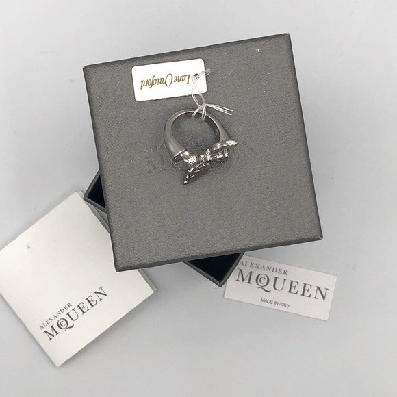 ALEXANDER MCQUEEN STERLING SILVER ACORN SKULL RING - Picture 7 of 15